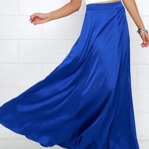 Parasol Spin Cobalt Blue Satin Maxi Skirt/NWOT/SZ M/Lulus